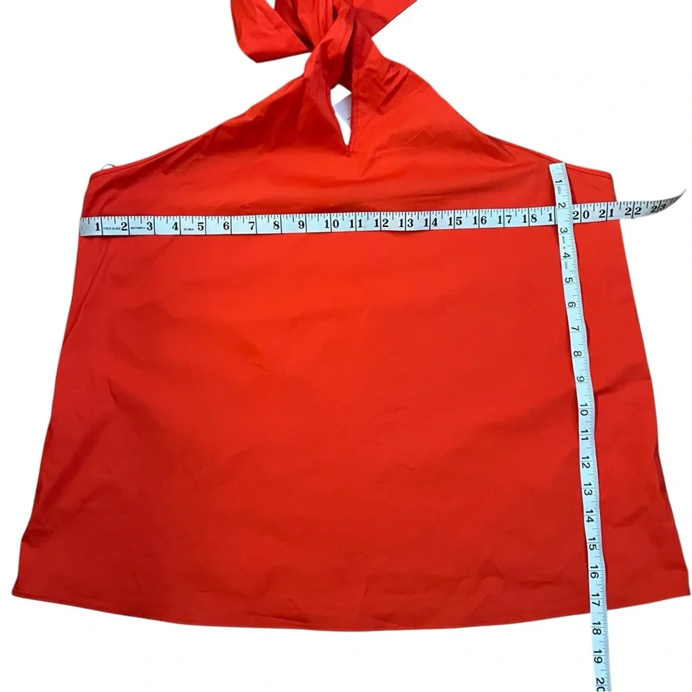 NWT J Crew Reimagined Orange Cotton Poplin Halter Bow Top Blouse Size XL